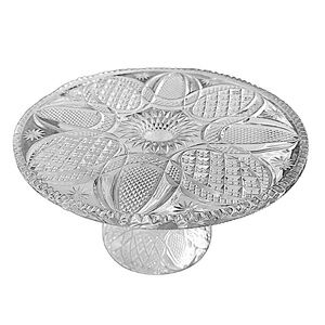 EAPG Vintage Clear Pressed Glass Cake Plate Stand Pedestal 9” Rare Collectible